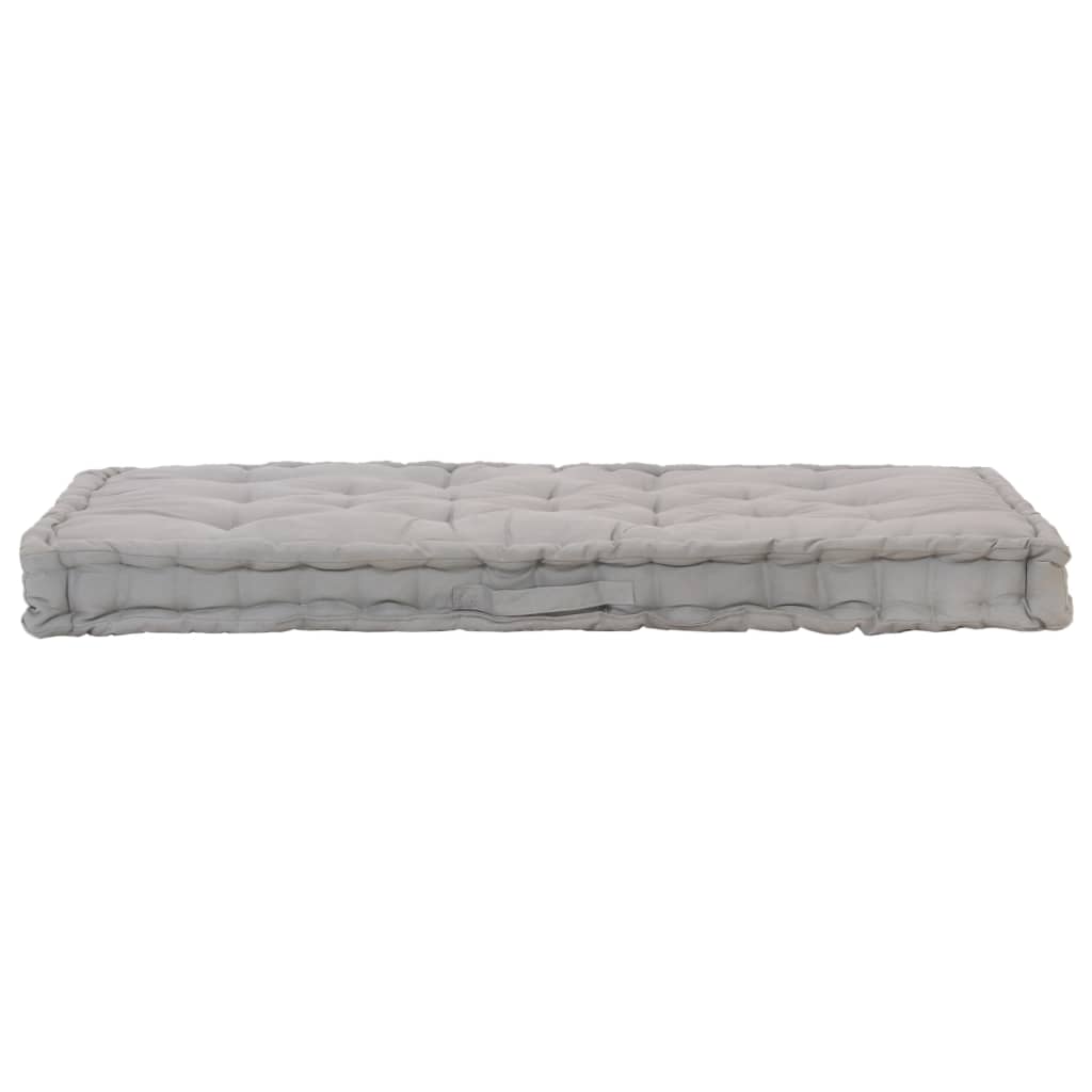 Coussin de plancher de palette Coton 120x80x10 cm Gris