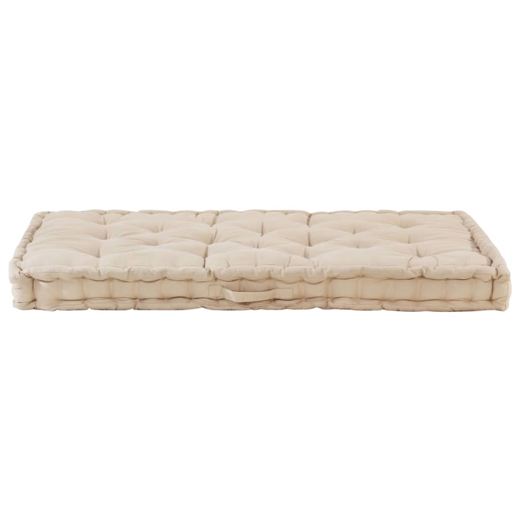 Coussin de plancher de palette Coton 120x80x10 cm Beige