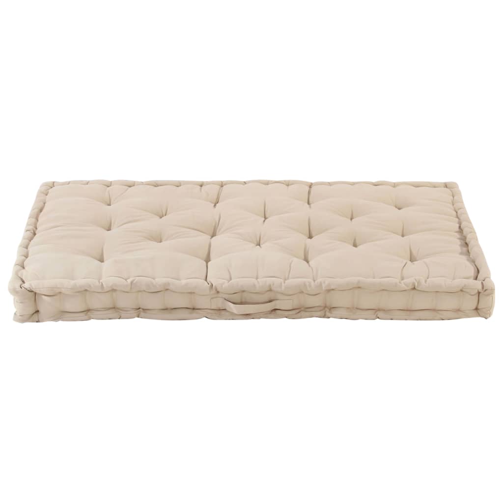 Coussin de plancher de palette Coton 120x80x10 cm Beige