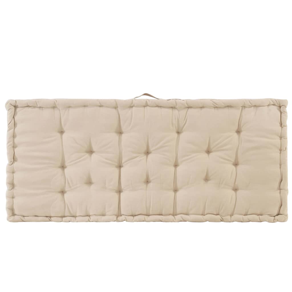 Coussin de plancher de palette Coton 120x80x10 cm Beige