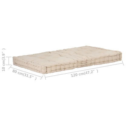 Coussin de plancher de palette Coton 120x80x10 cm Beige