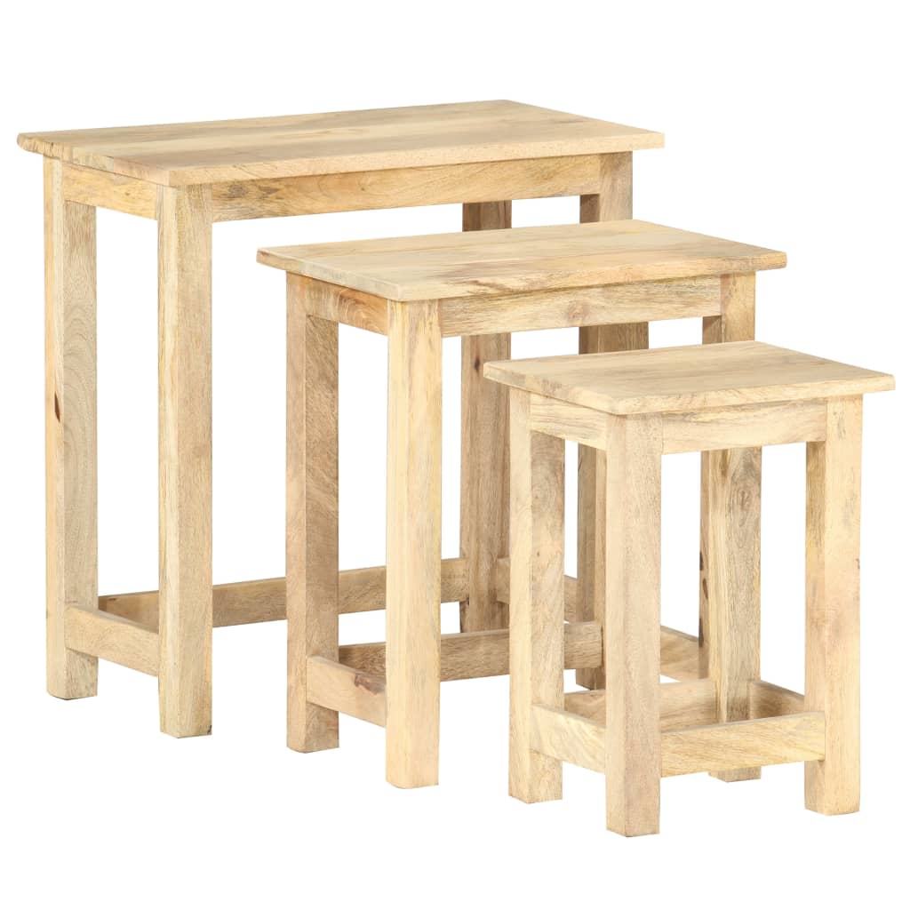 Tables gigognes 3 pcs Bois solide de manguier