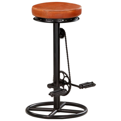 Tabourets de bar lot de 2 noir/marron cuir véritable de chèvre