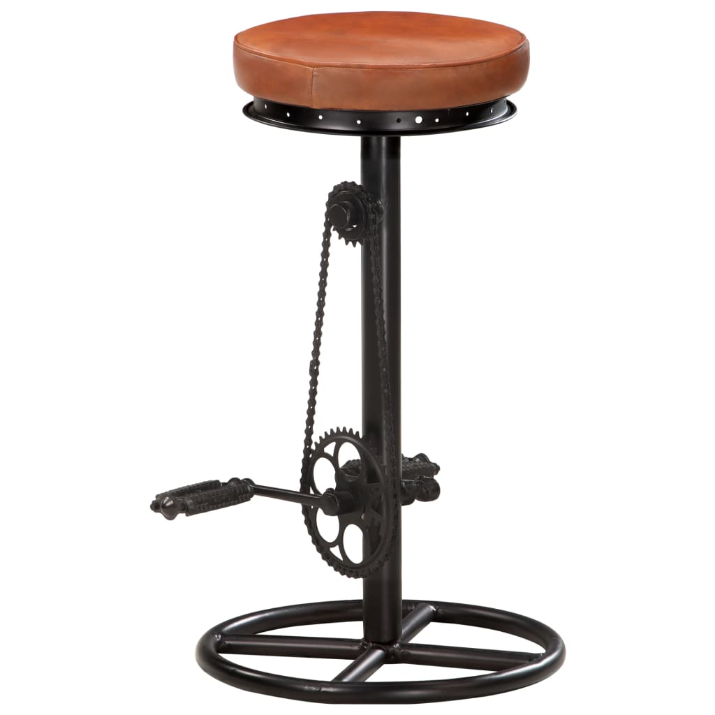 Tabourets de bar lot de 2 noir/marron cuir véritable de chèvre