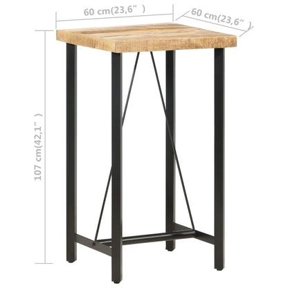 Table de bar 60x60x107 cm Bois de manguier brut