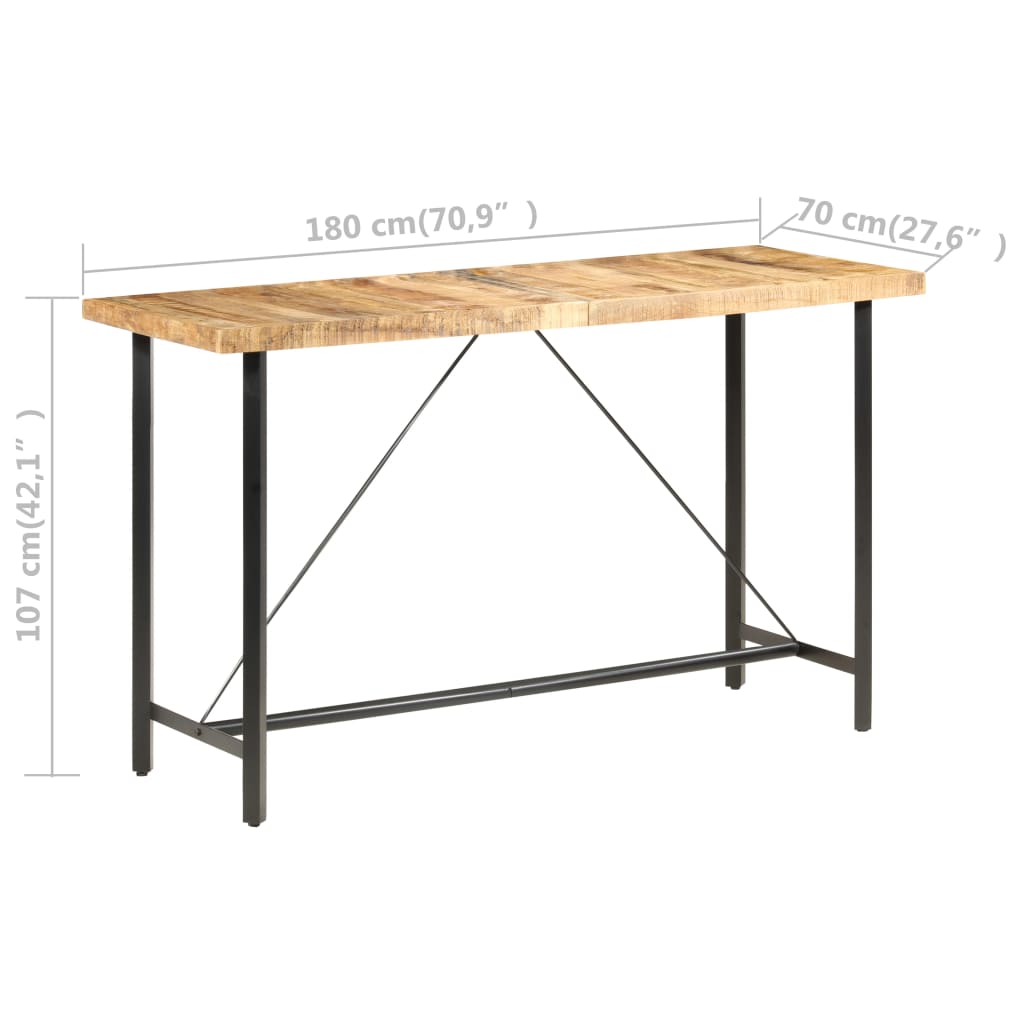 Table de bar 180x70x107 cm Bois de manguier brut