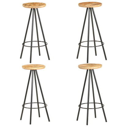 Tabourets de bar lot de 4 bois de manguier brut