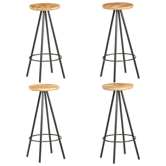 Tabourets de bar lot de 4 bois de manguier brut