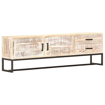 Meuble TV Blanc 140 x 30 x 45 cm Bois d'acacia massif