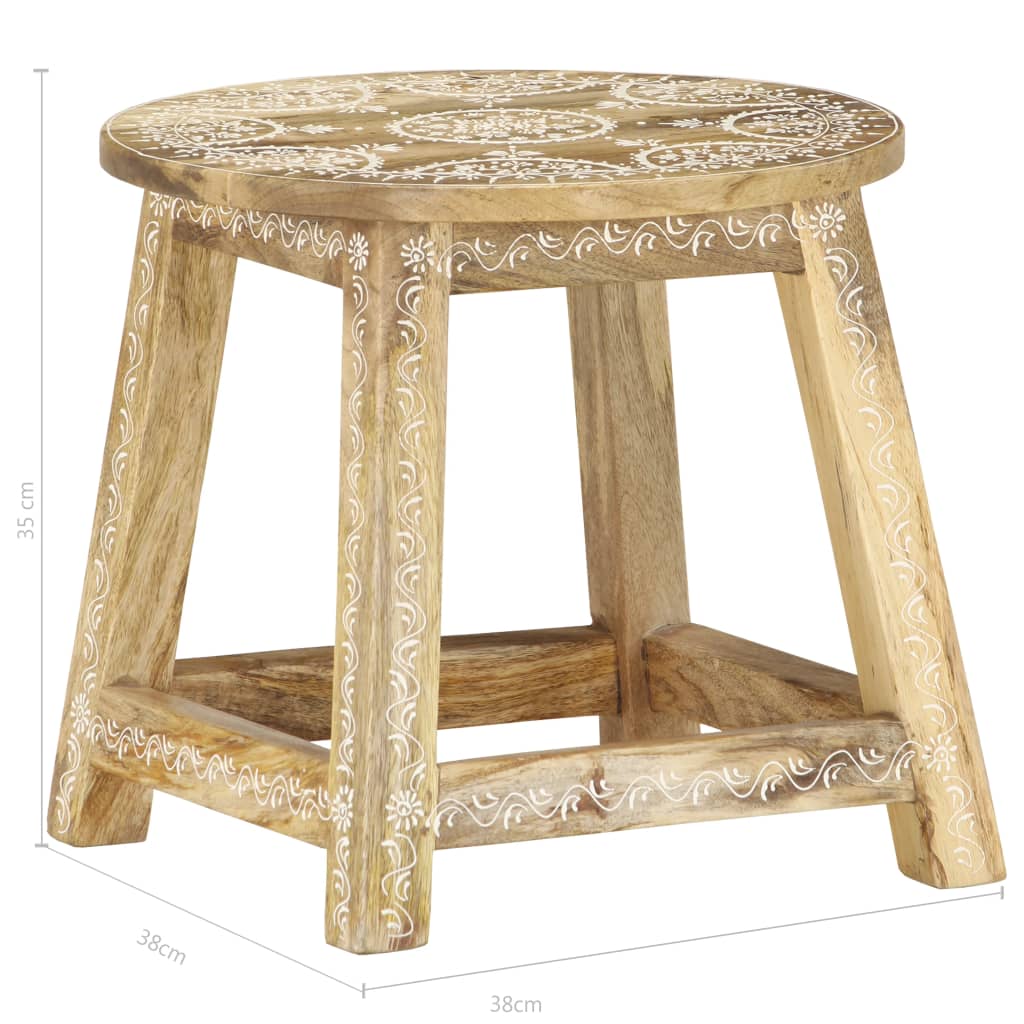 Tabouret peint à la main 38x38x35 cm Bois de manguier solide