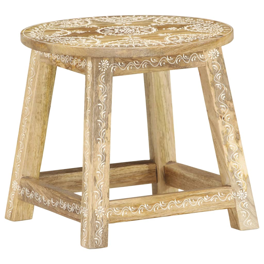 Tabouret peint à la main 38x38x35 cm Bois de manguier solide