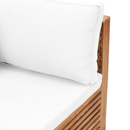 Canapé d'angle de jardin avec coussin crème Bois de teck solide