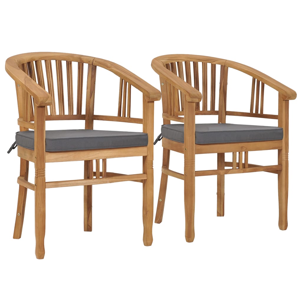 Chaises de jardin avec coussins lot de 2 Bois de teck solide