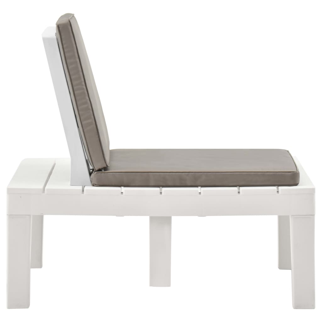 Chaise de salon de jardin avec coussin Plastique Blanc