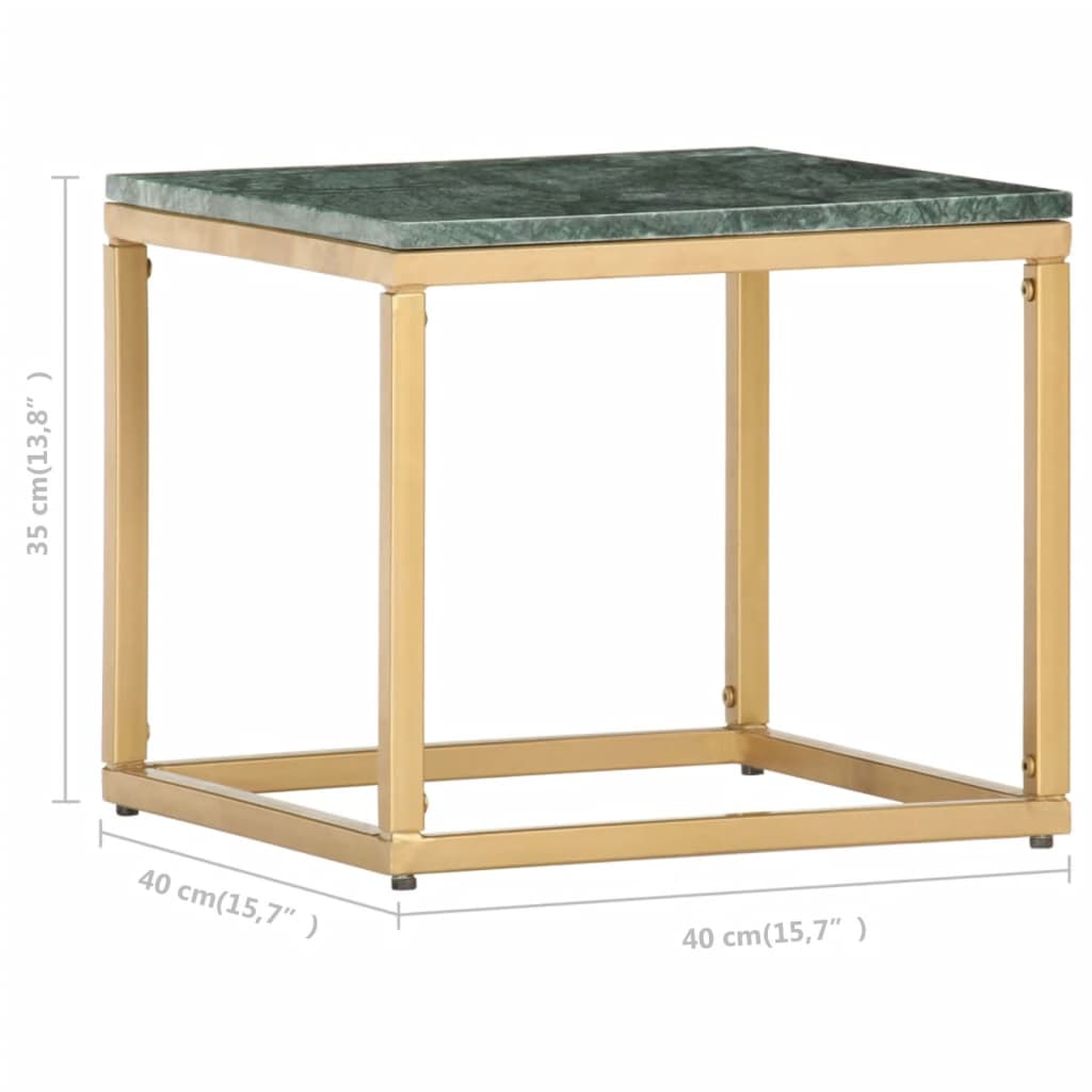 Table basse Vert 40x40x35 cm Pierre véritable et texture marbre