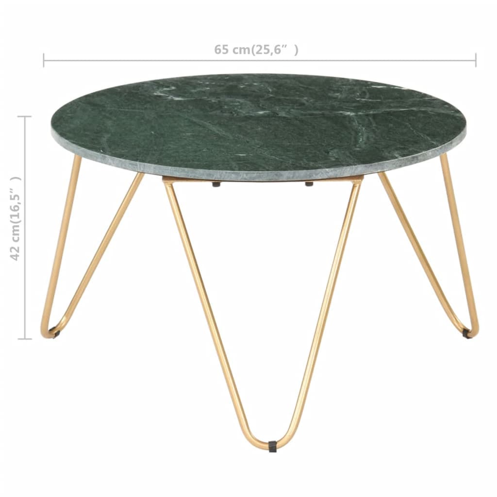 Table basse Vert 65x65x42 cm Pierre véritable et texture marbre