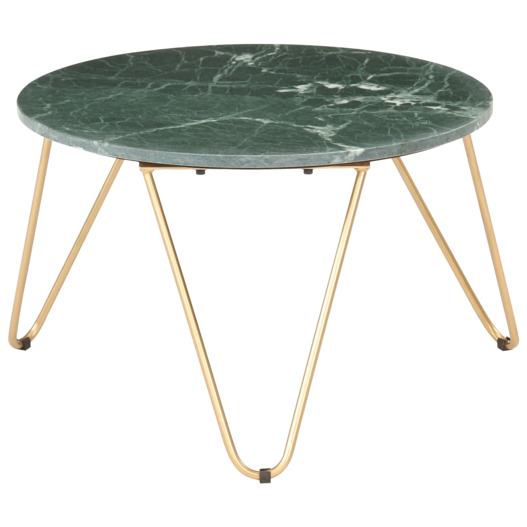 Table basse Vert 65x65x42 cm Pierre véritable et texture marbre