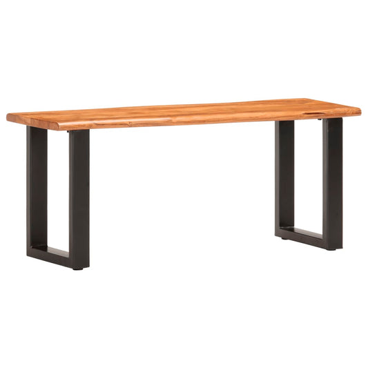 Banc au bord naturel du bois 110 cm Bois d'acacia solide acier