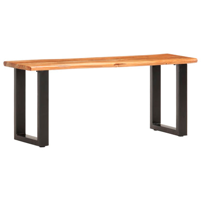 Banc au bord naturel du bois 110 cm Bois d'acacia solide acier