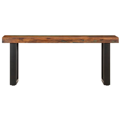 Banc 110 cm Bois de récupération solide et acier