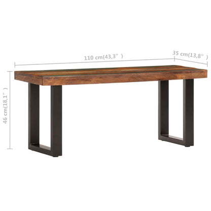 Banc 110 cm Bois de récupération solide et acier