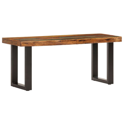 Banc 110 cm Bois de récupération solide et acier