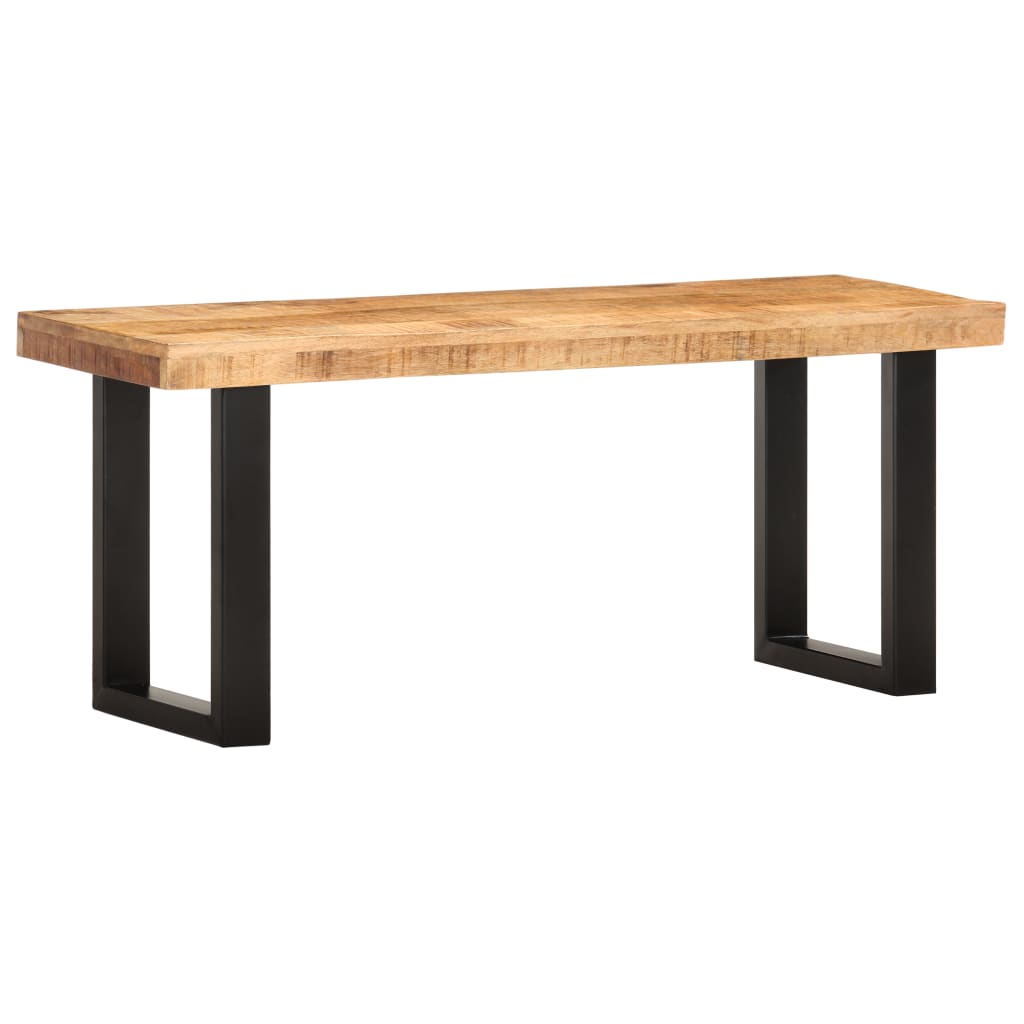 Banc 110 cm Bois de manguier brut massif et acier