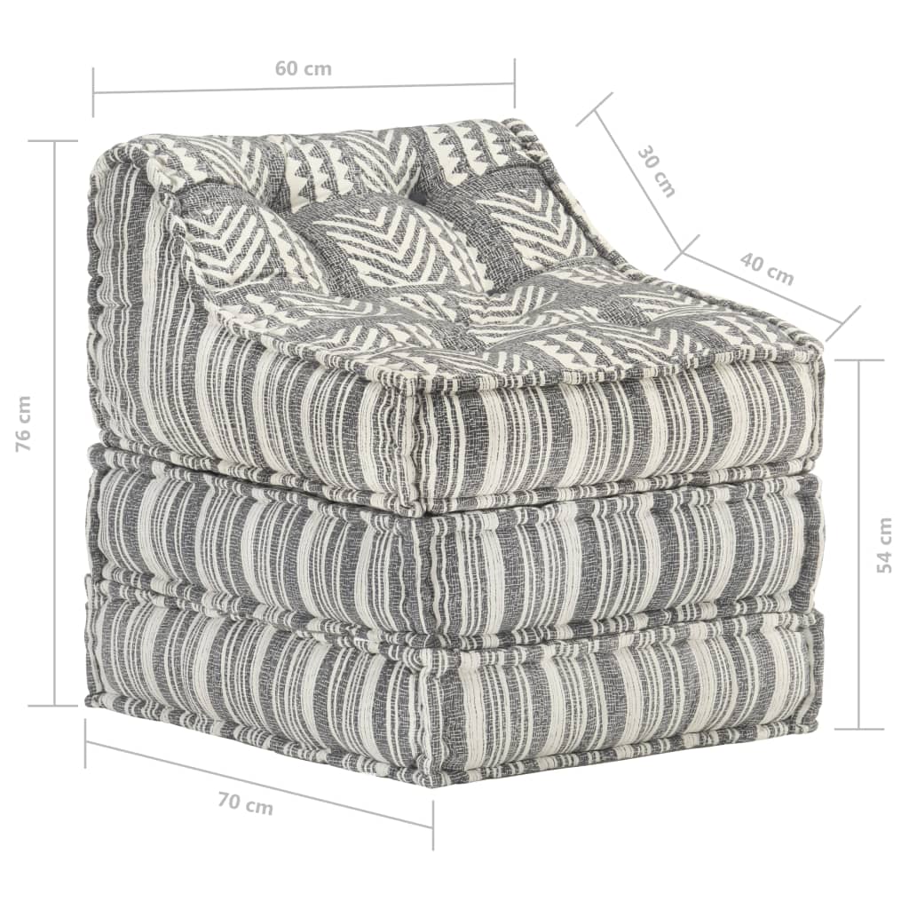 Pouf modulaire Gris rayé Tissu