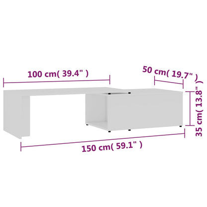 Table basse Blanc 150x50x35 cm Bois d'ingénierie