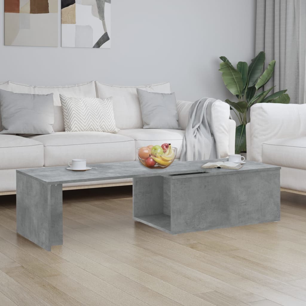 Table basse gris béton 150x50x35 cm bois d'ingénierie