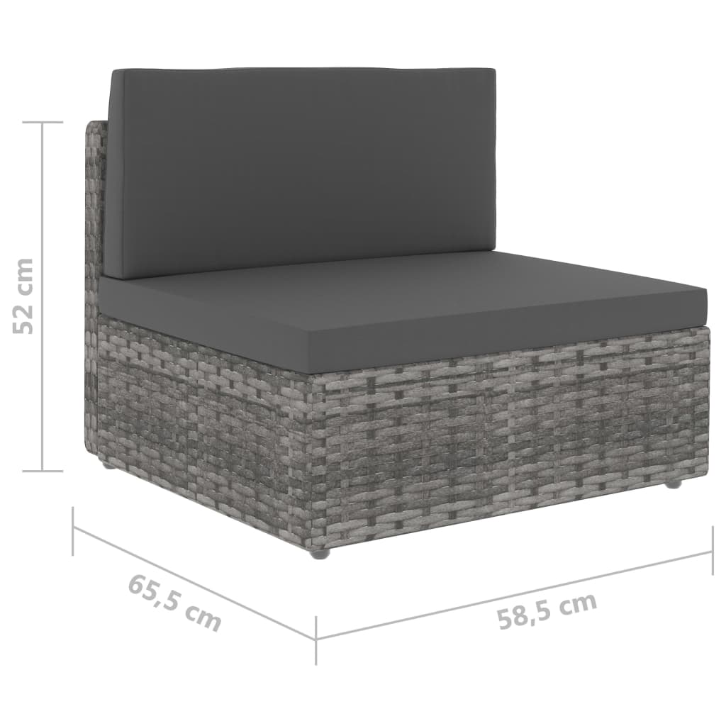 Canapé sectionnel 2 places Résine tressée Gris