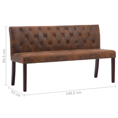 Banc 148,5 cm Marron Similicuir daim