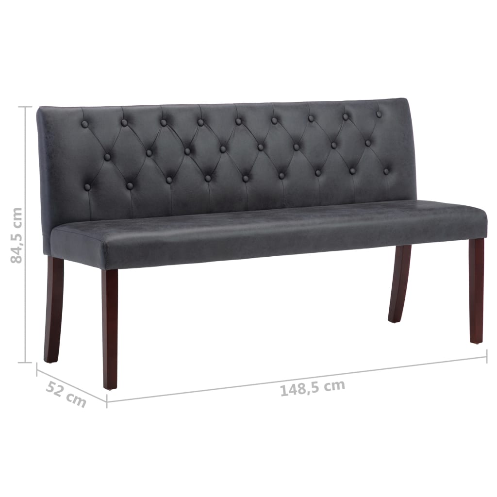 Banc 148,5 cm Gris Similicuir daim