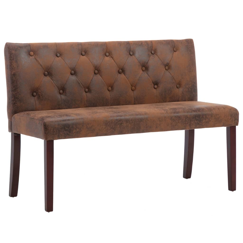 Banc 120 cm Marron Similicuir daim