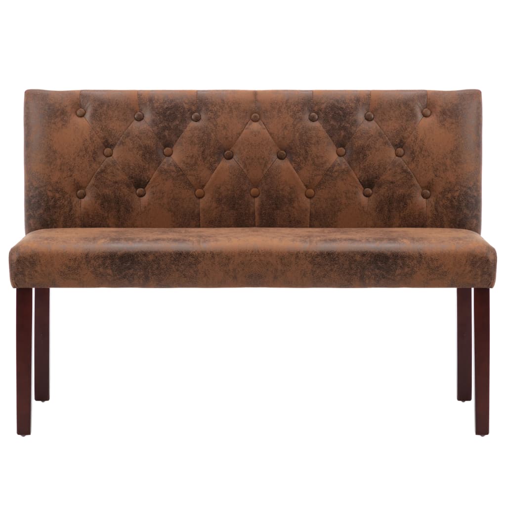 Banc 120 cm Marron Similicuir daim