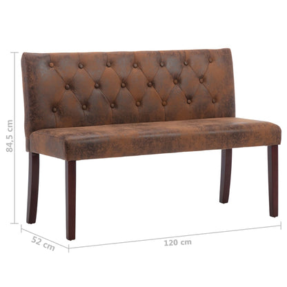 Banc 120 cm Marron Similicuir daim