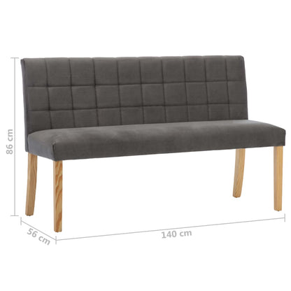 Banc 140 cm Gris Velours