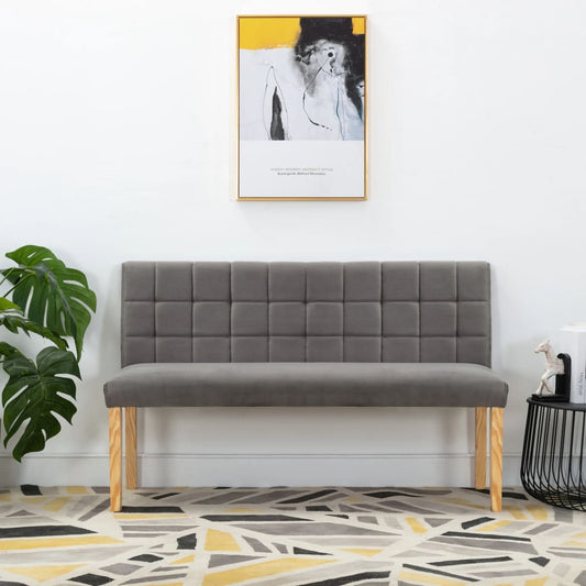 Banc 140 cm Gris Velours