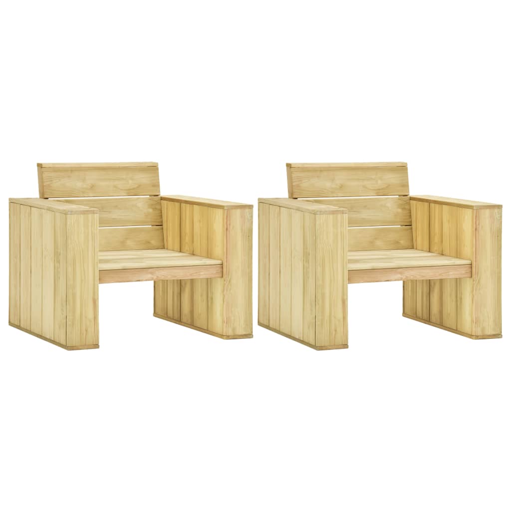 Chaises de jardin lot de 2 89x76x76 cm Bois de pin imprégné