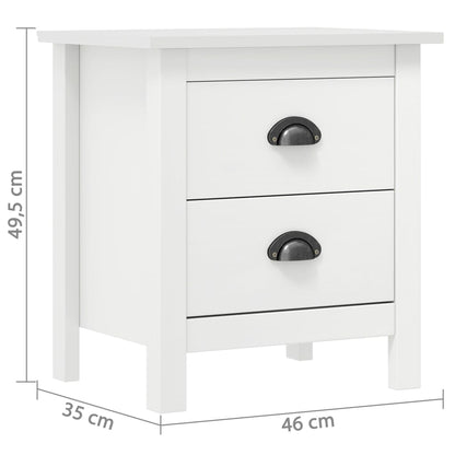 Table de chevet Hill Blanc 46x35x49,5 cm Bois de pin solide