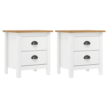 Tables de chevet Hill 2 pcs Blanc 46x35x49,5 cm Bois pin solide