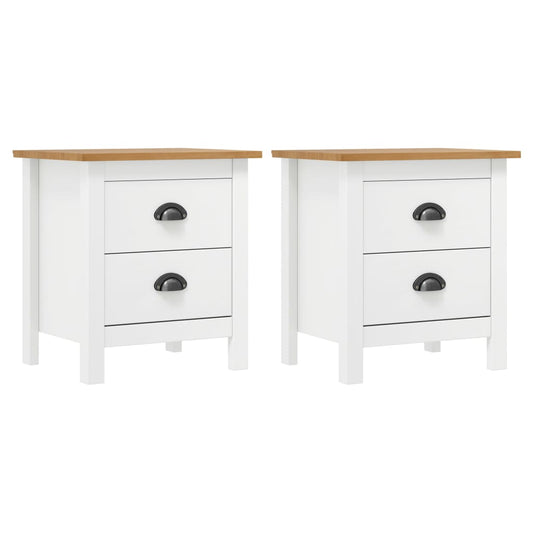 Tables de chevet Hill 2 pcs Blanc 46x35x49,5 cm Bois pin solide