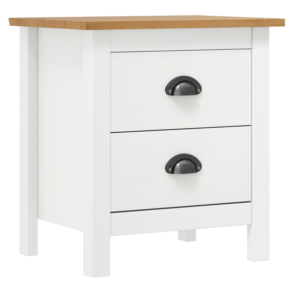 Tables de chevet Hill 2 pcs Blanc 46x35x49,5 cm Bois pin solide