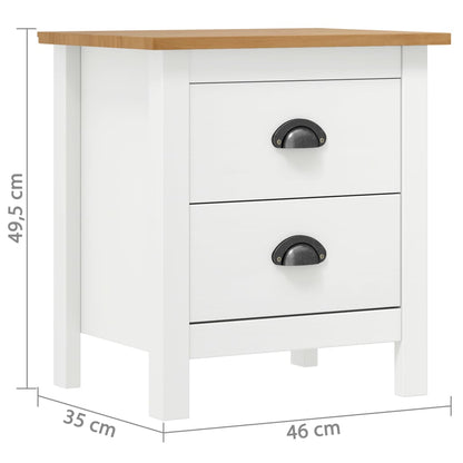 Tables de chevet Hill 2 pcs Blanc 46x35x49,5 cm Bois pin solide