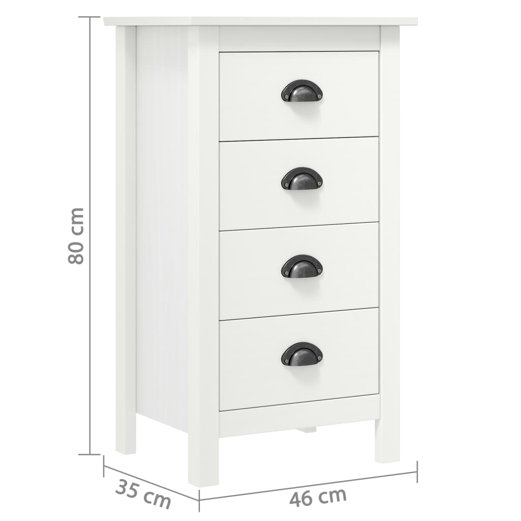 Buffet Hill Blanc 46x35x80 cm Bois de pin solide