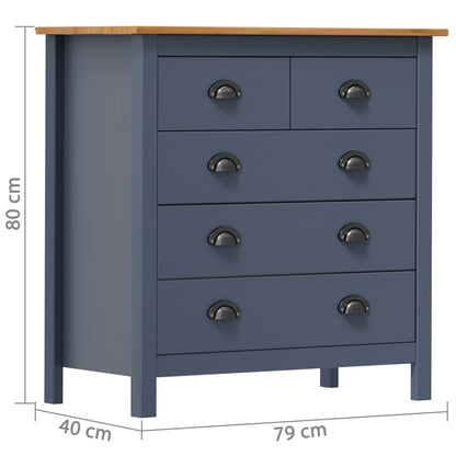 Buffet Hill Gris 79x40x80 cm Bois de pin solide