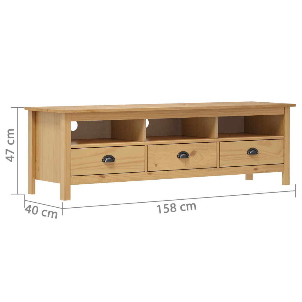 Meuble TV Hill Range Marron miel 158x40x47cm Bois de pin solide