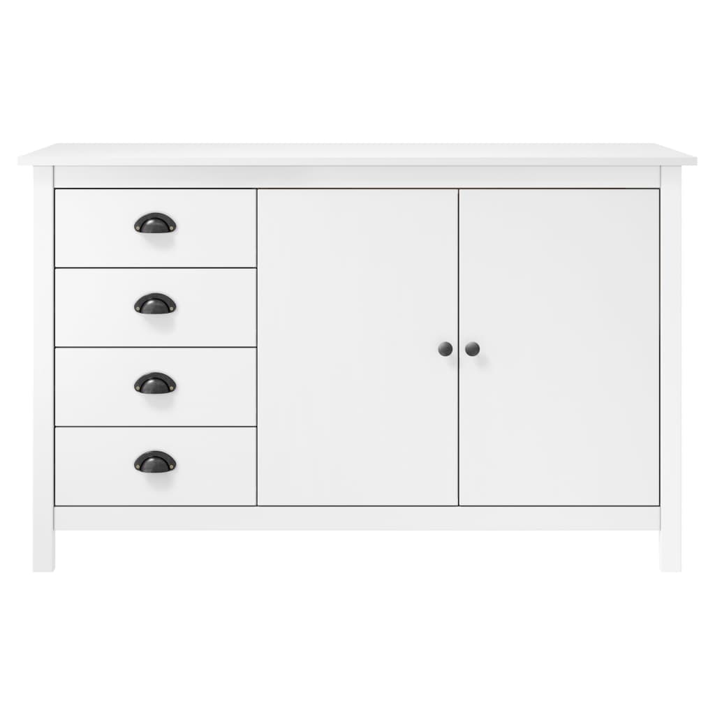 Buffet Hill Blanc 130x40x80 cm Bois de pin solide