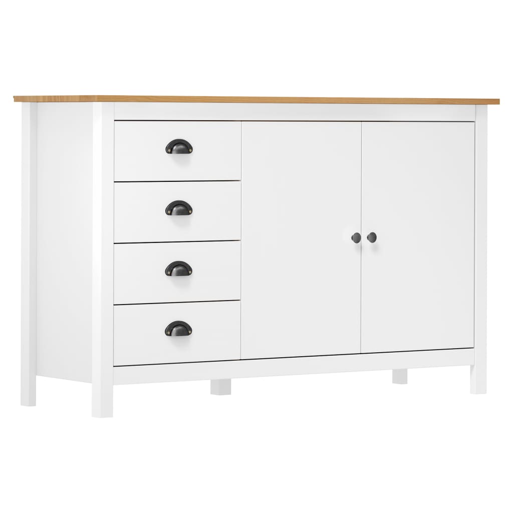 Buffet Hill Blanc 130x40x80 cm Bois de pin solide