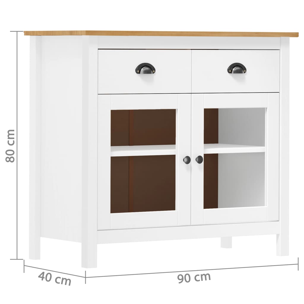 Buffet Hill Blanc 90x40x80 cm Bois de pin solide